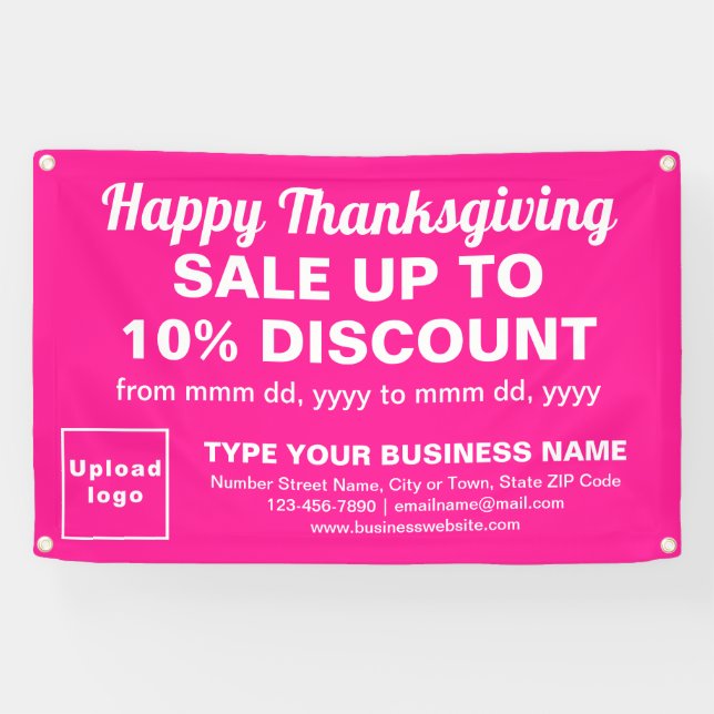 Banderoles Vente de Thanksgiving Entreprise sur Rectangle Ros (Horizontal)