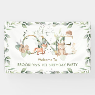 Banderoles Verdure Bois Animaux 1er anniversaire Bienvenue