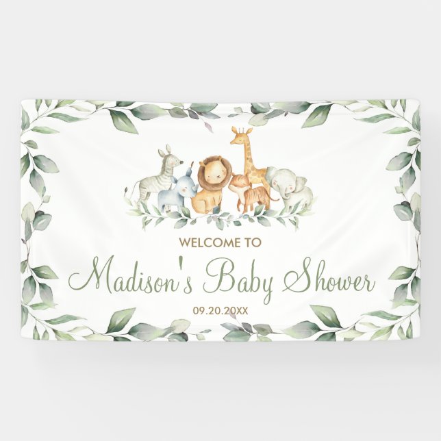 Banderoles Verdure Jungle Animaux Anniversaire Bienvenue en t (Horizontal)