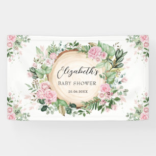 Banderoles Verdure rustique Dusty Baby shower floral rose