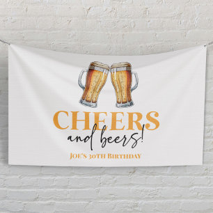 Banderoles Verres à bière Cheers and Beers pour fête d'annive