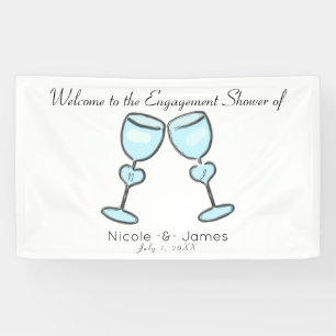 Banderoles Verres à vin Deux Cœurs Mariage Fiançailles