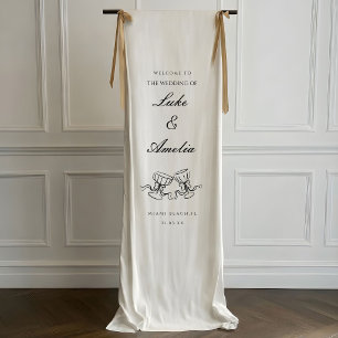 Banderoles Verres de Champagne de Mariage Dessinés à la Main