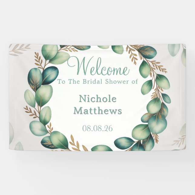 Banderoles Vert Menthe et Vert Sauge Eucalyptus Baby Shower d (Horizontal)