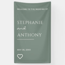 Vert Sage minimaliste avec Coeur Mariage moderne