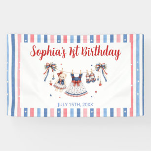 Banderoles Vêtements Rouge Blanc & Bleu Fille Anniversaire