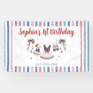 Banderoles Vêtements Rouge Blanc & Bleu Fille Anniversaire