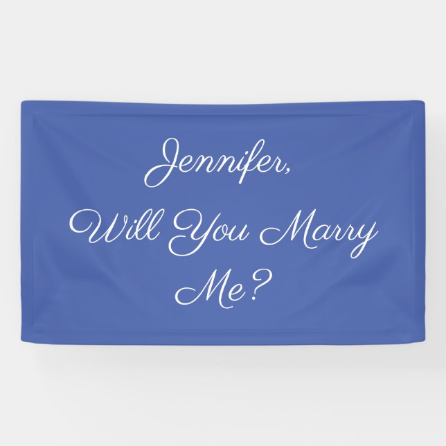 Banderoles Veux-Tu M'Épouser ? Texte blanc sur Med Blue (Horizontal)