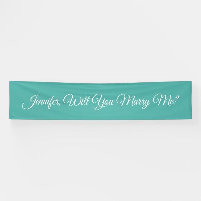 Banderoles Veux-Tu M'Épouser ? Texte de script blanc, Turquoi (Horizontal)