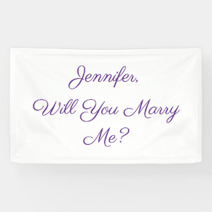 Banderoles Veux-Tu M'Épouser ? Texte violet en blanc
