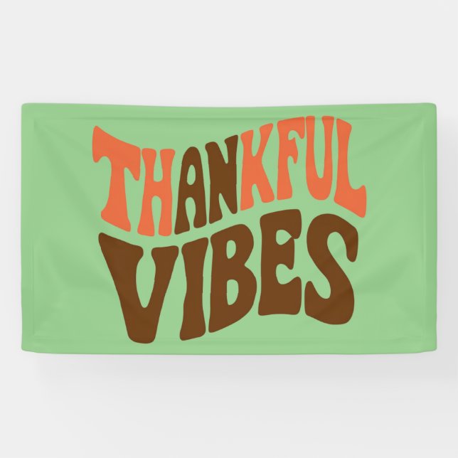 Banderoles Vibes de remerciement Thanksgiving Vintage Merci (Horizontal)
