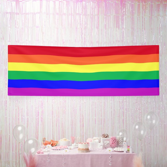 Banderoles Vibrant Vivid Colors LGBTQ Classic Rainbow Stripes (Fête)
