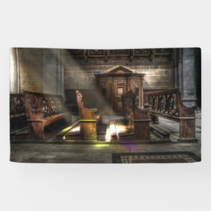 Banderoles Vieux banc d'église en bois avec le Kneeler