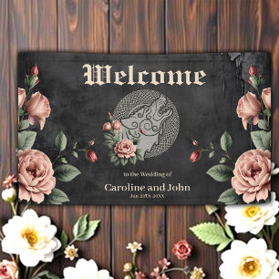 Banderoles Viking Wolf & Rose. Une tête de loup stylisée,