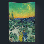 Banderoles Vincent van Gogh - Paysage Lune avec couple<br><div class="desc">Paysage de la Lune / Couple Walking parmi les oliviers dans un paysage montagneux avec Crescent Moon - Vincent van Gogh,  Huile sur toile,  1890</div>