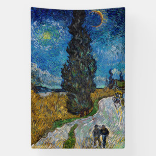 Banderoles Vincent van Gogh - Route avec Cypress et Star