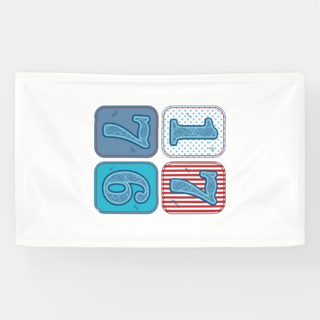 Banderoles Vintage 1776 Patchwork Patriotique (Horizontal)