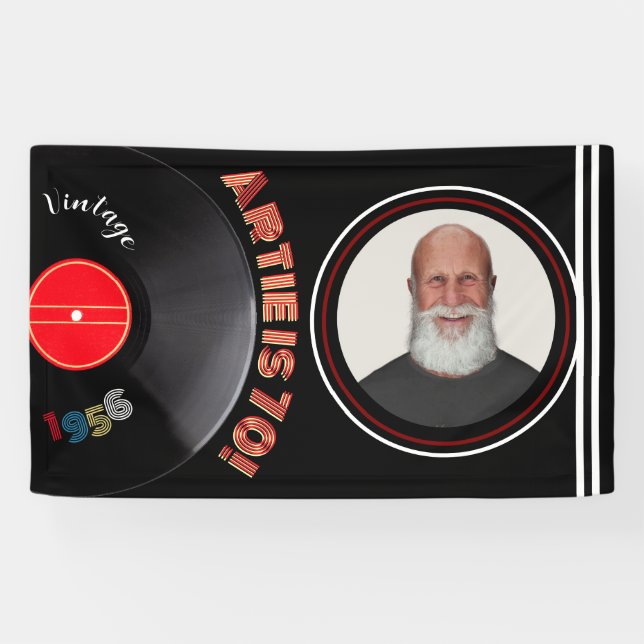 Banderoles Vintage 1956 70th Birthday Retro Vinyl Photo (Horizontal)