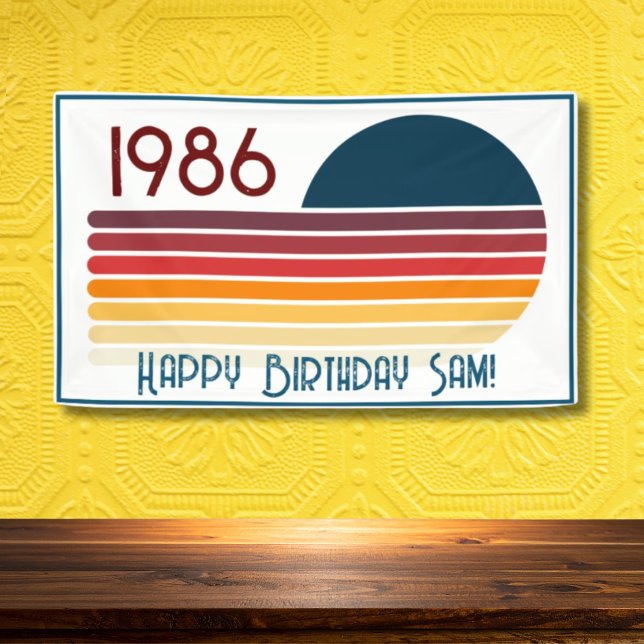 Banderoles Vintage 1986 Retro Stripe Sun 40th Birthday (Créateur téléchargé)