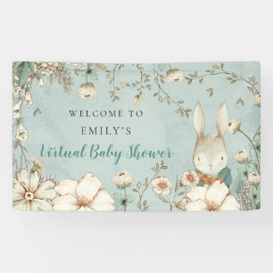 Banderoles Vintage Bunny Boy Bienvenue Baby shower virtuel