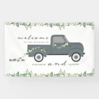 Vintage Camion Mariage Floral Bienvenue