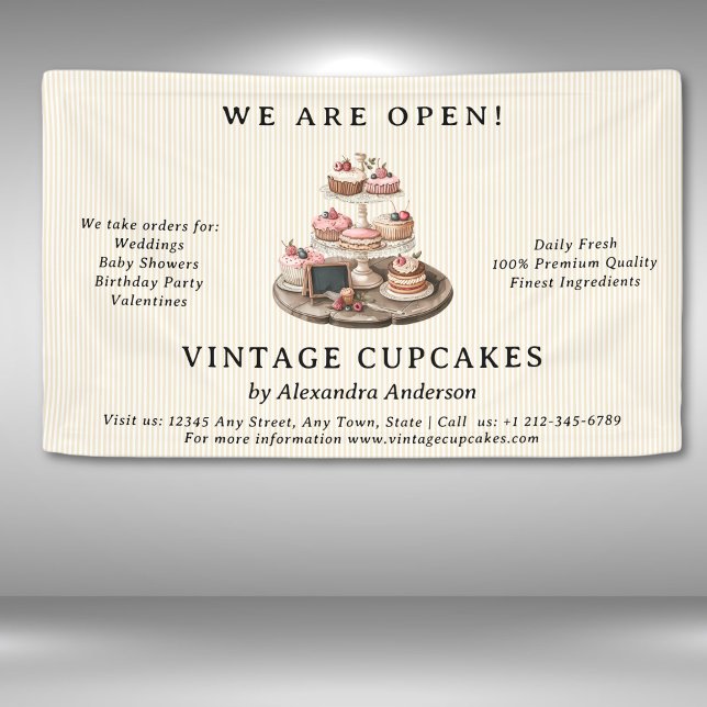 Banderoles Vintage Cupcake Boulangerie Sucres de pâtisserie (Vintage Cupcake Bakery Pastry Sweets Banner)