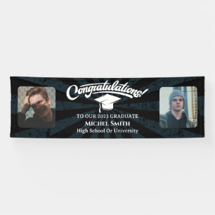 Banderoles Vintage Graduation félicitations noir deux photo