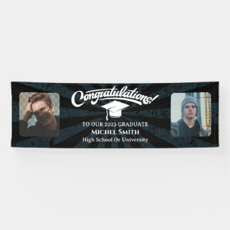 Banderoles Vintage Graduation félicitations noir deux photo