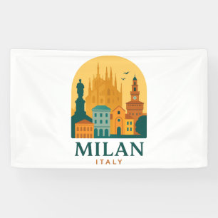 Banderoles Vintage Milan Italie Voyage   Duomo rétro