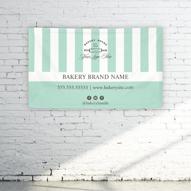 Banderoles Vintage Mint Green Bakery Logo Social Media Event (Créateur téléchargé)