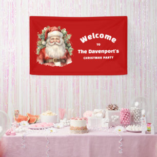 Banderoles Vintage Noël Père Noël Bonne fête Bienvenue