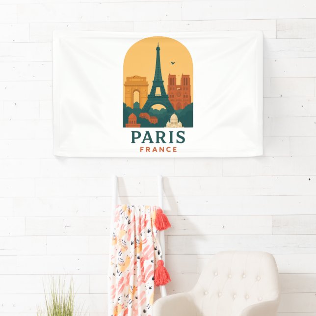 Banderoles Vintage Paris – Notre Dame Cathedral Retro Travel  (En situation)