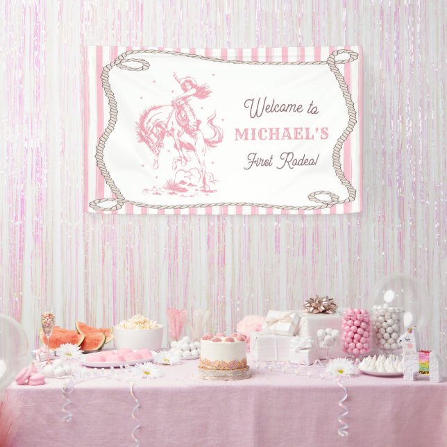 Banderoles Vintage Pink Cowgirl 1st Birthday Party (Fête)