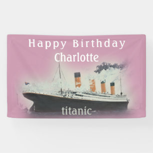 Banderoles Vintage Titanic Joyeuse fille d'anniversaire Pink 
