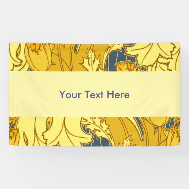 Banderoles Vintage Tulip Blue Gold Motif (Horizontal)