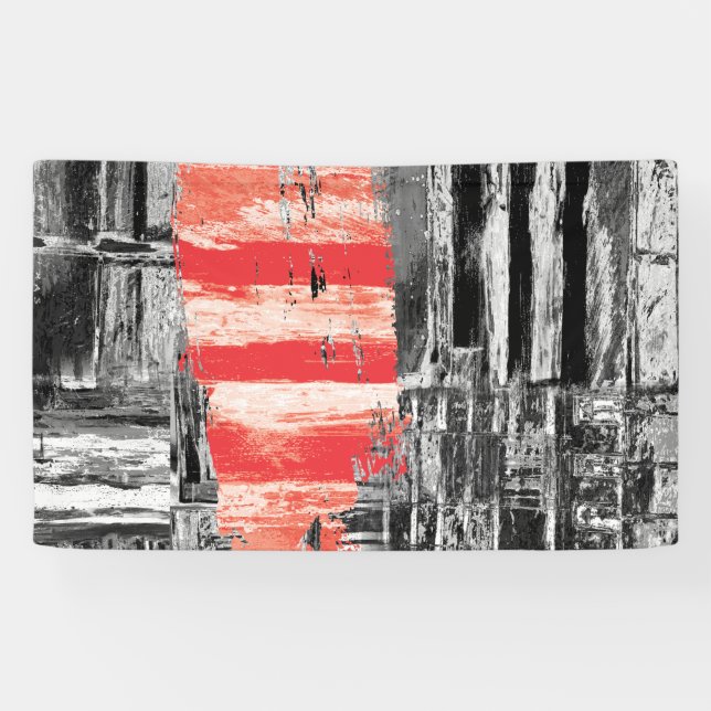 Banderoles Vinyl Banner, 3' x 5' – Red Pulse Abstract Design (Horizontal)