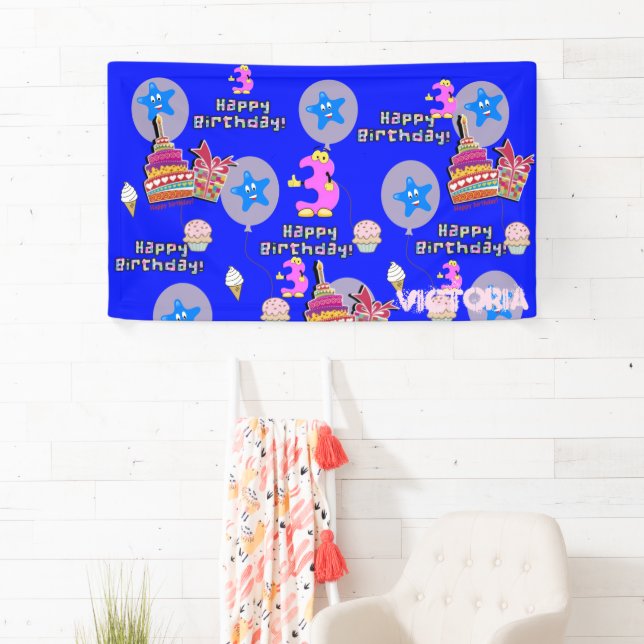 Banderoles Vinyl Banner, Happy 3rd Birthday Banner, #3 (En situation)