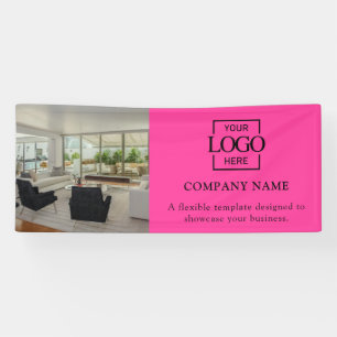 Banderoles Vinyle Professionnel de Logo d'Entreprise Rose Min