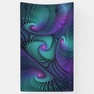 Banderoles Violet Rencontre Turquoise Moderne Art Fractal Abs