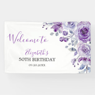 Banderoles Violet Rose verdure Floral Anniversaire Bienvenue