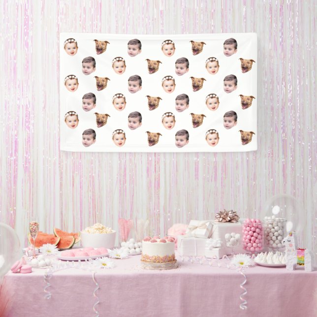 Banderoles Visage personnalisé, cadeau familial unique 3 phot (Fête)