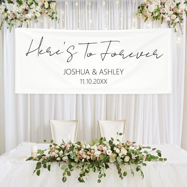 Banderoles Voici À Jamais Script Mariage Élégant (Here's To Forever Script Elegant Wedding Banner
)