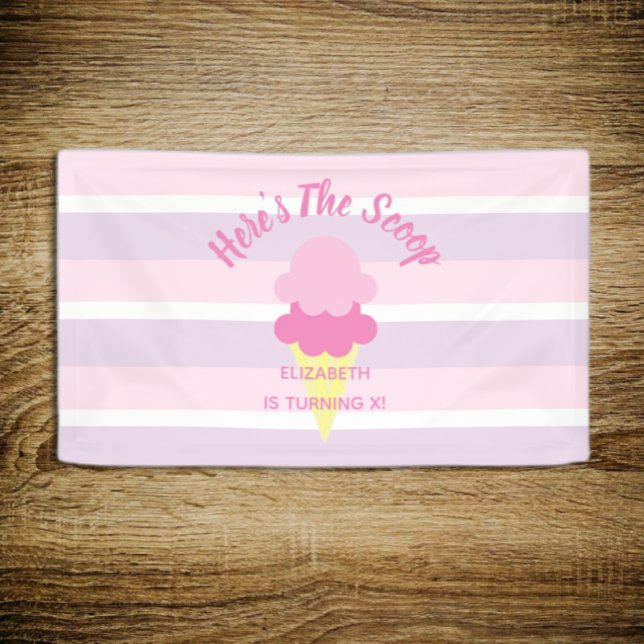 Banderoles Voici l'anniversaire d'été de la crème glacée Scoo (Créateur téléchargé)