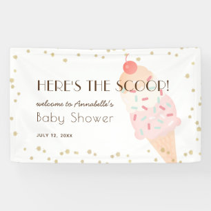 Banderoles Voici le Baby shower rose crème glacée Scoop