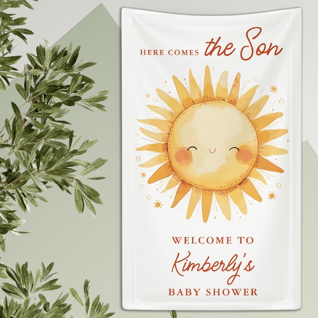 Banderoles Voici que vient le fils Boho Cute Baby Shower Bien (Créateur téléchargé)