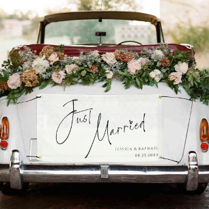 Banderoles Voiture de mariage moderne minimale juste marié M.