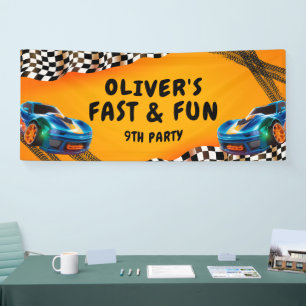 Banderoles Voitures de course Décor d'anniversaire - Editable