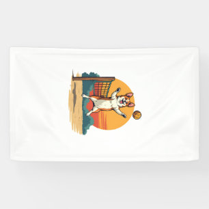 Banderoles Volleyball Corgi Vintage Illustration Vectoriel Co