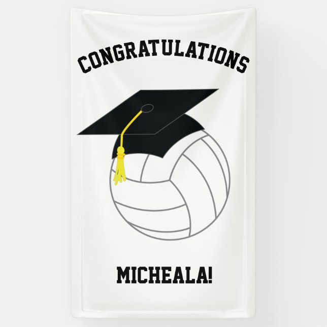 Banderoles Volleyball Graduation Sports Noir Blanc (Vertical)