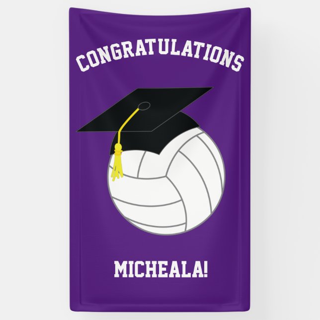 Banderoles Volleyball Graduation Sports Purple (Vertical)